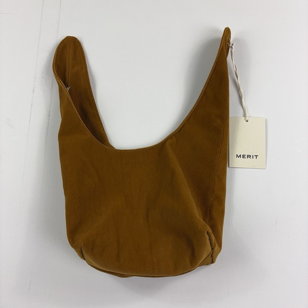 MERIT Shoulder Bag Womens Small Brown Corduroy Lined Casual Hobo Purse